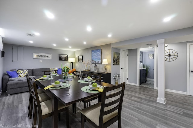 5036 Ozark Ave, Norridge, IL 60706 - dining area featuring recessed lighting, wood finished floors, and baseboards