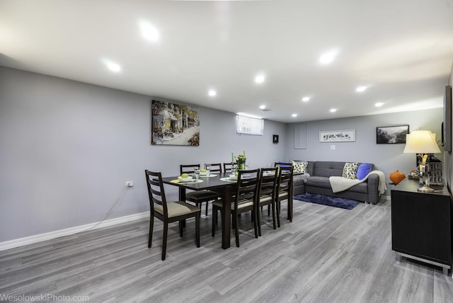 5036 Ozark Ave, Norridge, IL 60706 - dining space featuring light wood-style flooring, recessed lighting, and baseboards