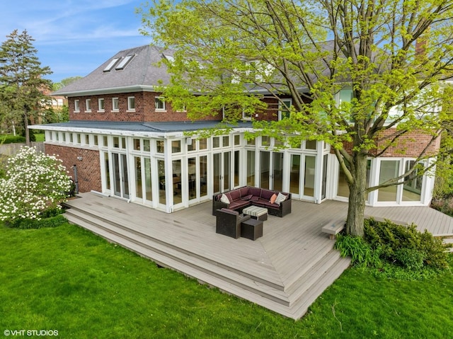 90 Kedzie St, Evanston, IL 60202 - deck with an outdoor hangout area and a yard