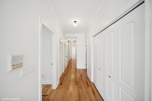 3560 S Giles Ave Unit 2, Chicago, IL 60653 - corridor with ornamental molding, light wood-type flooring, and baseboards