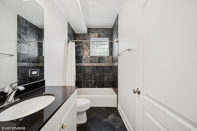 3560 S Giles Ave Unit 2, Chicago, IL 60653 - bathroom with toilet, vanity, tile patterned flooring, and shower / tub combo with curtain