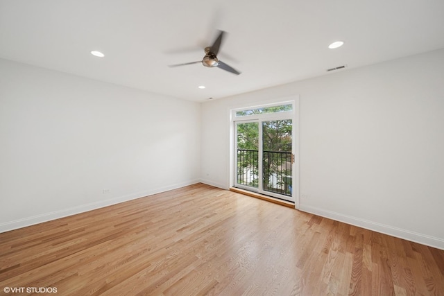 3560 S Giles Ave Unit 2, Chicago, IL 60653 - empty room with ceiling fan, light wood-type flooring, baseboards, and recessed lighting