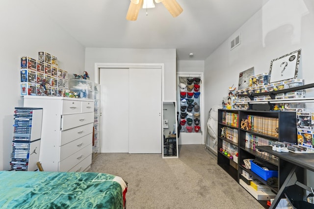1520 Pennsylvania Ave, Des Plaines, IL 60018 - bedroom with carpet, a closet, and ceiling fan