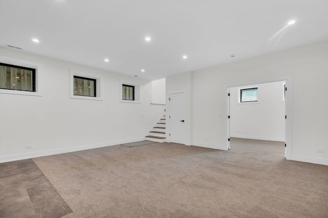 3903 N Drake Ave, Chicago, IL 60618 - basement with stairway, recessed lighting, baseboards, and carpet flooring