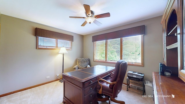 1420 Greenlake Dr, Aurora, IL 60502 - home office with carpet flooring and a ceiling fan