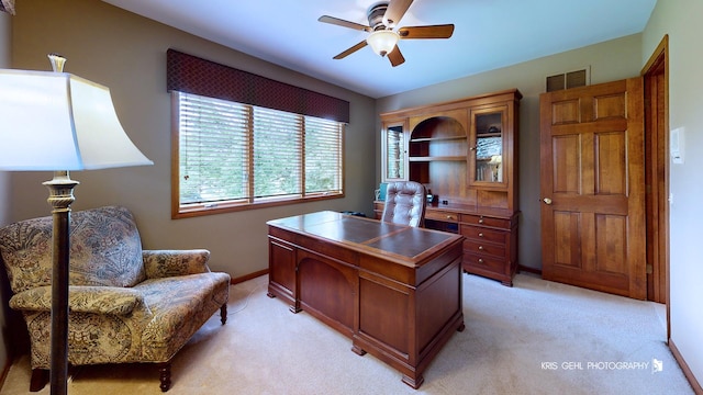 1420 Greenlake Dr, Aurora, IL 60502 - home office with ceiling fan and light colored carpet