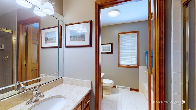 1420 Greenlake Dr, Aurora, IL 60502 - bathroom featuring vanity, a shower, a bath, and tile patterned flooring