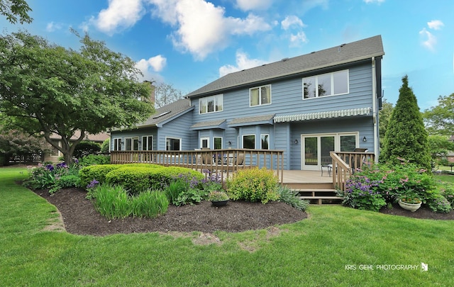 1420 Greenlake Dr, Aurora, IL 60502 - rear view of house featuring a deck and a lawn