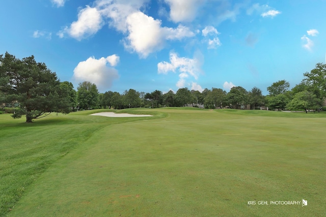 1420 Greenlake Dr, Aurora, IL 60502 - surrounding community featuring view of wooded area, view of golf course, and a lawn
