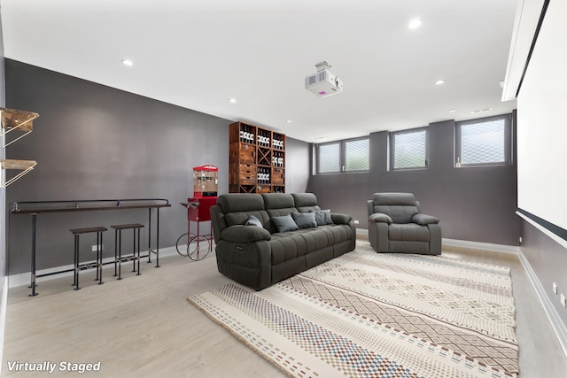 3406 N Keating Ave, Chicago, IL 60641 - home theater room with wood finished floors and recessed lighting