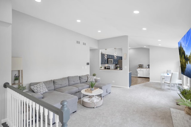 886 Ann Arbor Ln, Vernon Hills, IL 60061 - living area featuring carpet, recessed lighting, baseboards, and vaulted ceiling