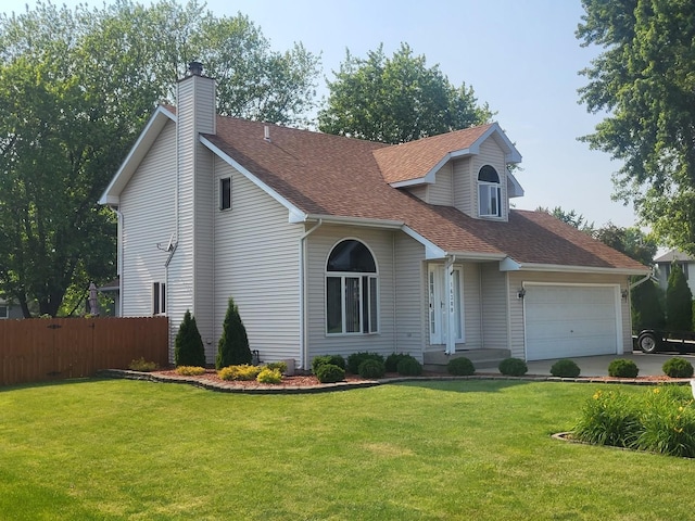 16308 S Peerless Ct, Plainfield, IL 60586 - view of front of house featuring a shingled roof, an attached garage, a chimney, and driveway