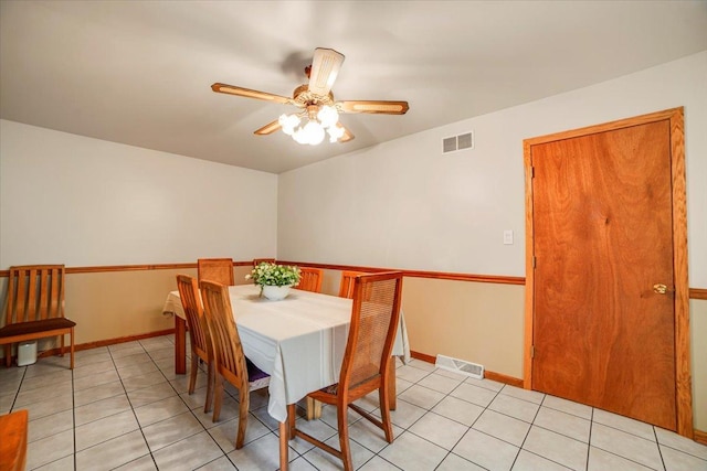 16308 S Peerless Ct, Plainfield, IL 60586 - dining area featuring a ceiling fan, light tile patterned flooring, and baseboards