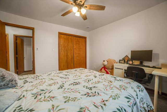 16308 S Peerless Ct, Plainfield, IL 60586 - bedroom featuring a closet, carpet floors, and ceiling fan