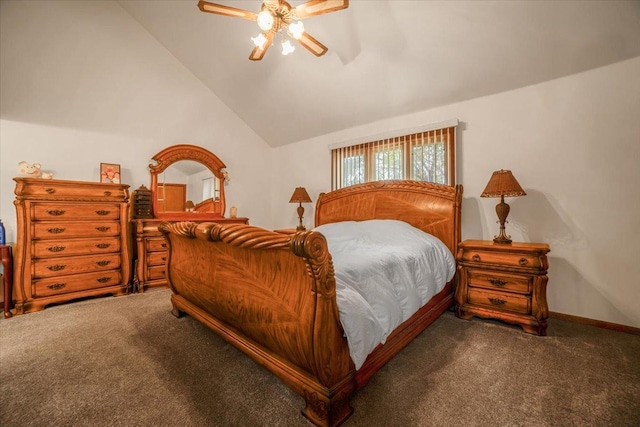 16308 S Peerless Ct, Plainfield, IL 60586 - carpeted bedroom with lofted ceiling and ceiling fan