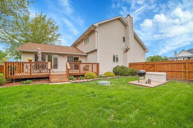 16308 S Peerless Ct, Plainfield, IL 60586 - back of property featuring a deck and a chimney