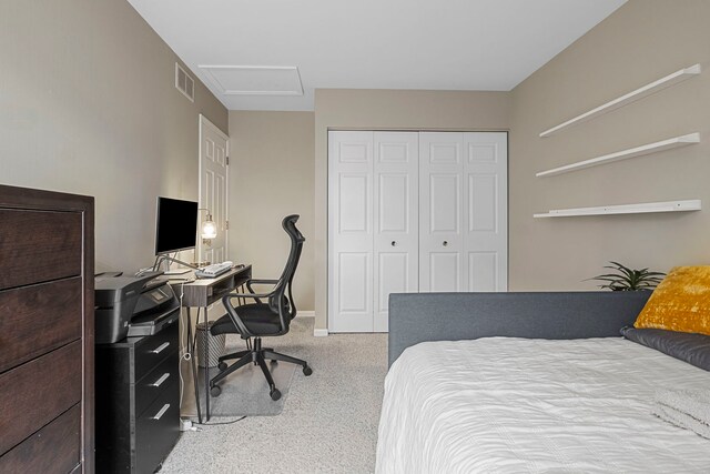1585 Belle Haven Dr, Grayslake, IL 60030 - bedroom featuring carpet, a closet, a desk, and attic access