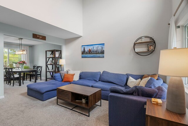 1585 Belle Haven Dr, Grayslake, IL 60030 - carpeted living room featuring a towering ceiling