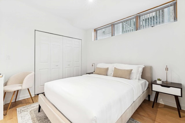 921 N Honore St Unit B, Chicago, IL 60622 - bedroom featuring light wood-style flooring, a closet, and baseboards