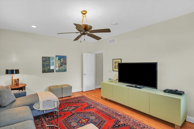 2502 Prairie Ridge Pl, Champaign, IL 61822 - living room featuring light wood finished floors, a ceiling fan, baseboards, and recessed lighting