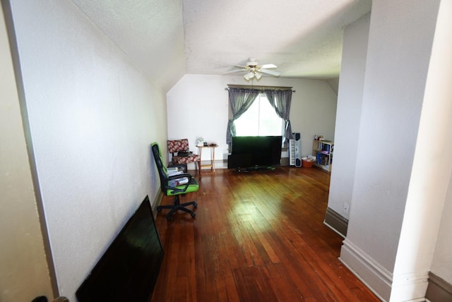 1711 S 4th St, Rockford, IL 61104 - sitting room featuring lofted ceiling, a ceiling fan, and dark wood-type flooring