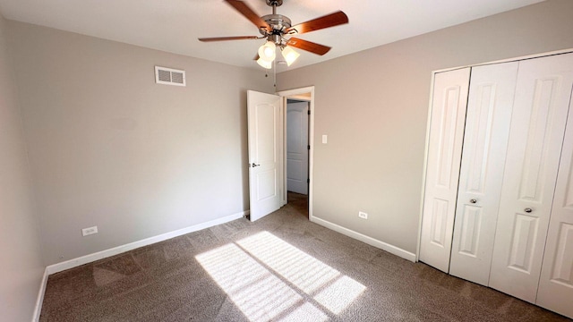 22500 Pleasant Dr, Richton Park, IL 60471 - unfurnished bedroom with carpet, a closet, baseboards, and a ceiling fan