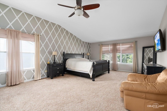 1104 Breckenridge Ln, Shorewood, IL 60404 - bedroom featuring lofted ceiling, carpet floors, and a ceiling fan