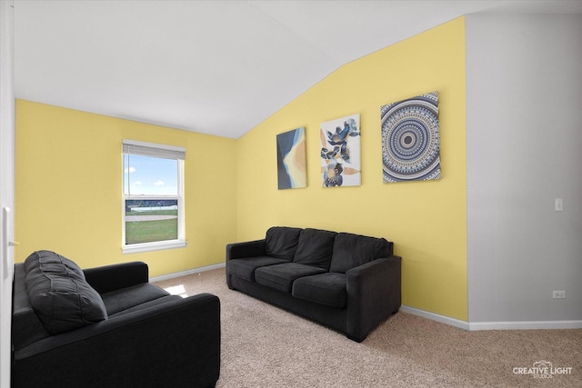 1104 Breckenridge Ln, Shorewood, IL 60404 - carpeted living room featuring vaulted ceiling and baseboards