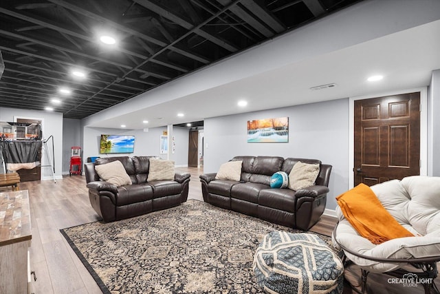 1104 Breckenridge Ln, Shorewood, IL 60404 - living room with wood finished floors and recessed lighting