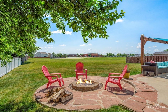 1104 Breckenridge Ln, Shorewood, IL 60404 - view of yard featuring a fire pit and a patio