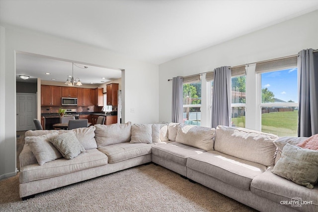 1104 Breckenridge Ln, Shorewood, IL 60404 - living room featuring recessed lighting and a chandelier