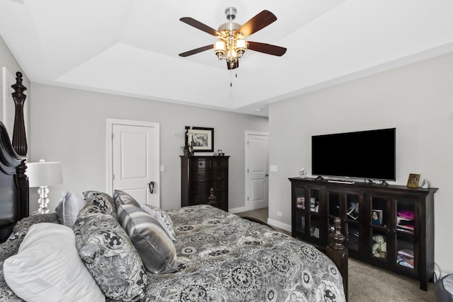 439 Thomas Ave, Forest Park, IL 60130 - bedroom with a raised ceiling, ceiling fan, and carpet flooring