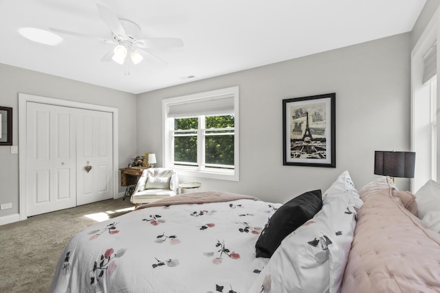 439 Thomas Ave, Forest Park, IL 60130 - bedroom featuring carpet floors, a closet, and a ceiling fan