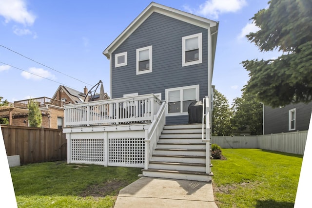 439 Thomas Ave, Forest Park, IL 60130 - rear view of property featuring a fenced backyard, a wooden deck, and stairway