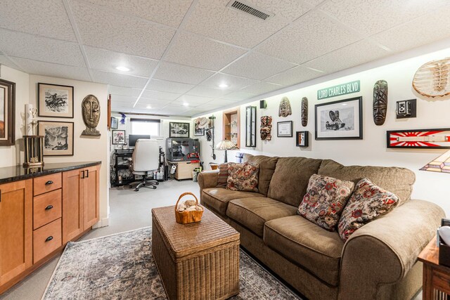 10 N Broadview Ave, Lombard, IL 60148 - living room with a drop ceiling, a desk, and recessed lighting