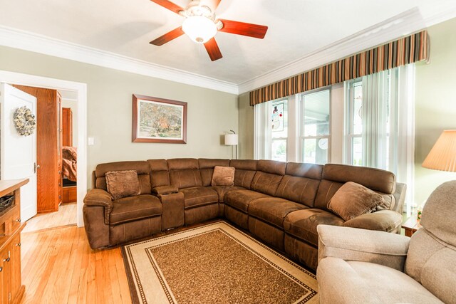 10 N Broadview Ave, Lombard, IL 60148 - living room with light wood-style floors, ceiling fan, and crown molding