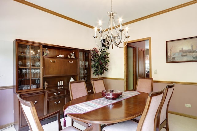 801 Fieldale Ln, Grayslake, IL 60030 - dining area featuring a chandelier, ornamental molding, and baseboards