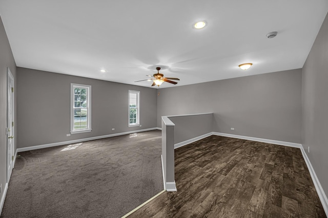 20738 S Hickory Creek Ct, Frankfort, IL 60423 - unfurnished room featuring ceiling fan, recessed lighting, dark wood finished floors, and a smoke detector