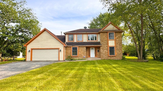 3420 203rd St, Olympia Fields, IL 60461 - view of front of house featuring driveway, a garage, and a front lawn
