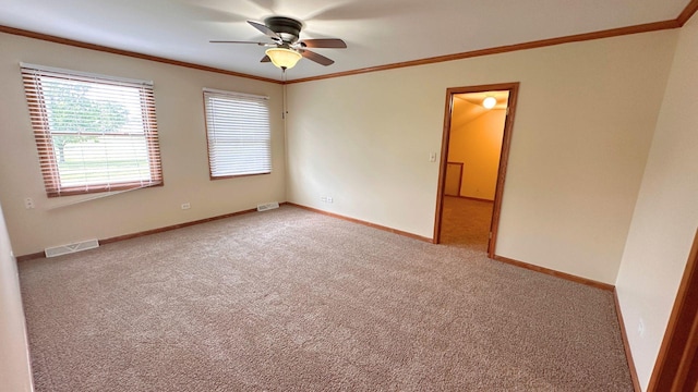 3420 203rd St, Olympia Fields, IL 60461 - unfurnished room with a ceiling fan, light colored carpet, ornamental molding, and baseboards
