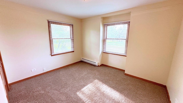 3420 203rd St, Olympia Fields, IL 60461 - spare room featuring a baseboard heating unit, carpet floors, and baseboards