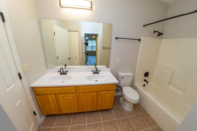 2433 River Oaks Ln Unit 6, Rockford, IL 61102 - full bath featuring toilet, double vanity, tile patterned flooring, and shower / bath combination