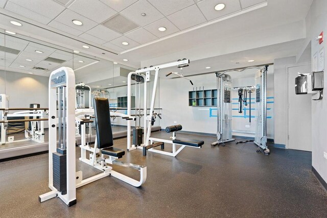 130 N Garland Ct Unit 2009, Chicago, IL 60602 - exercise room featuring a drop ceiling, recessed lighting, and baseboards