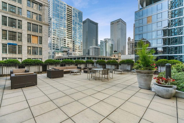 130 N Garland Ct Unit 2009, Chicago, IL 60602 - view of patio / terrace with an outdoor living space and a view of skyline