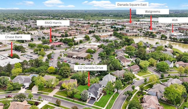 112 Danada Dr, Wheaton, IL 60189 - aerial perspective of suburban area with a nearby body of water