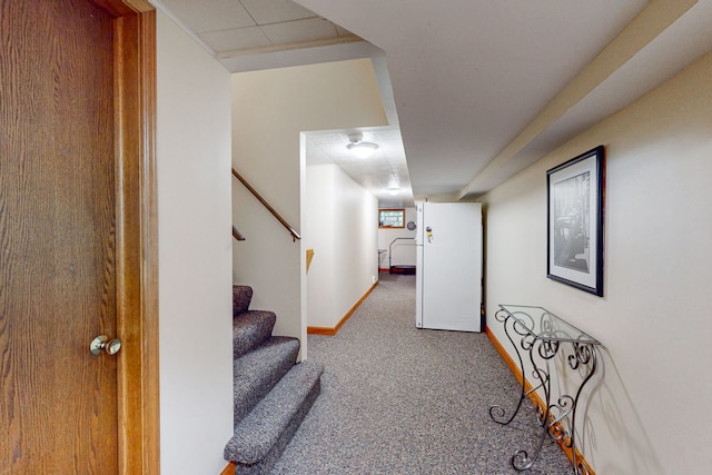 846 Park Dr, Flossmoor, IL 60422 - corridor featuring carpet flooring, baseboards, and stairs