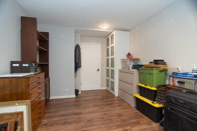 3410 N Lake Shore Dr Unit 9A, Chicago, IL 60657 - office area with dark wood-type flooring, french doors, and baseboards