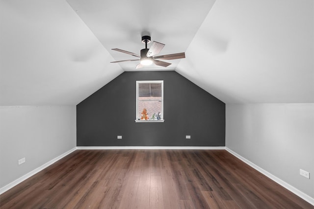 1844 N 77th Ct, Elmwood Park, IL 60707 - bonus room with wood finished floors, vaulted ceiling, baseboards, and a ceiling fan