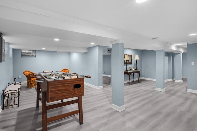 1844 N 77th Ct, Elmwood Park, IL 60707 - game room with light wood finished floors, baseboards, and recessed lighting