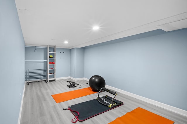 1844 N 77th Ct, Elmwood Park, IL 60707 - exercise area with wood finished floors, recessed lighting, and baseboards
